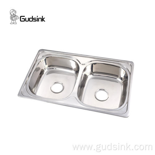 Countertop double bowl kitchen basin sink